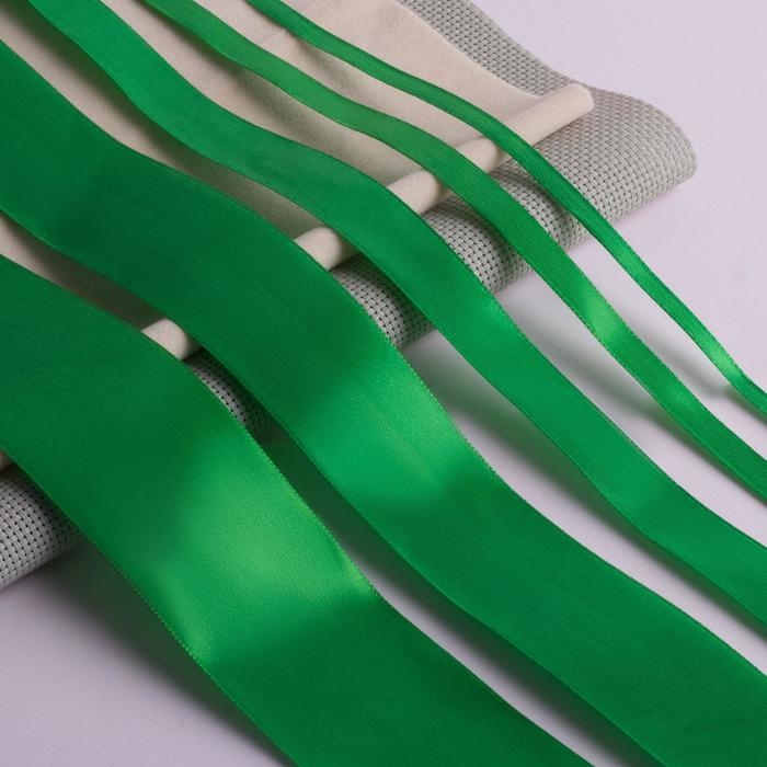 Набор атласных лент, 5 шт, размер лент: 6/10/20/40/50 мм × 23 ± 1 м, цвет зелёный Набор атласных лент, 5 шт, размер лент: 6/10/20/40/50 мм × 23 ± 1 м, цвет зелёный