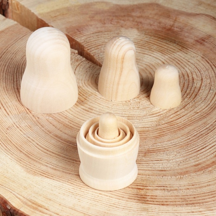 Заготовка для творчества  Заготовка для творчества "Матрешка" под роспись, 4-х кукольная, дерево, 9х4,5х4,5см