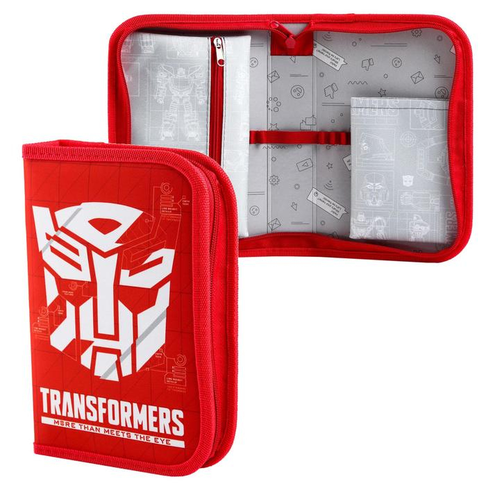 Пенал каркасный, 1 секция, 140х210х40 мм, откидной карман, тканевый, Трансформеры Пенал каркасный, 1 секция, 140х210х40 мм, откидной карман, тканевый, Трансформеры
