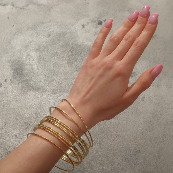 Браслет металл «Каркас» тонкая нить, набор 10 штук, цвет золото, 6,5см Браслет металл «Каркас» тонкая нить, набор 10 штук, цвет золото, 6,5см