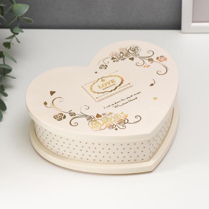 Шкатулка музыкальная механическая Шкатулка музыкальная механическая "Сердце с золотыми узорами" 6,5х19,5х16 см