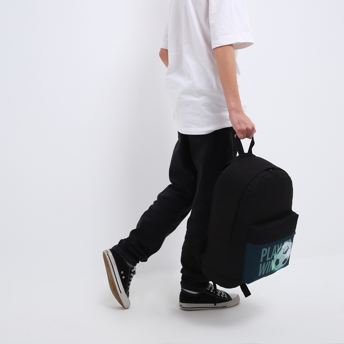 Рюкзак школьный детский для мальчика «Футбол», 33х13х37, отд на молнии, н/карман, чёрный Рюкзак школьный детский для мальчика «Футбол», 33х13х37, отд на молнии, н/карман, чёрный