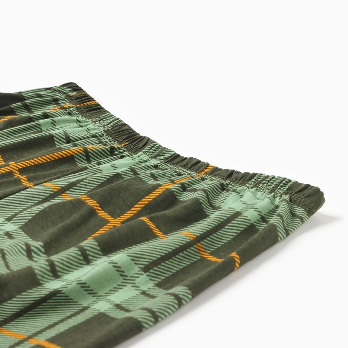 Комплект (футболка/брюки) мужской, цвет зеленый/клетка, размер 50 Комплект (футболка/брюки) мужской, цвет зеленый/клетка, размер 50