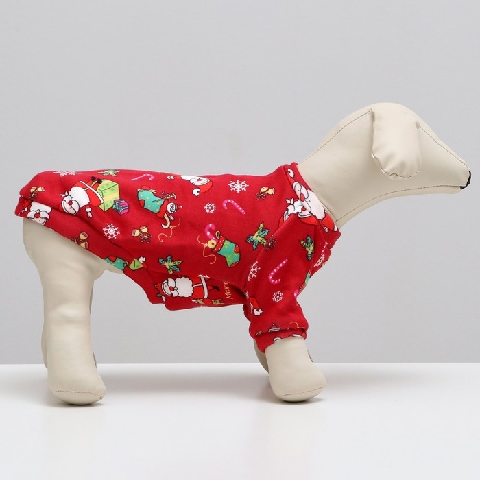 Новый год. Кофта новогодняя для животных  Новый год. Кофта новогодняя для животных "Подарки", размер M, красный (ДС 30, ОШ 26, ОГ 38 см)