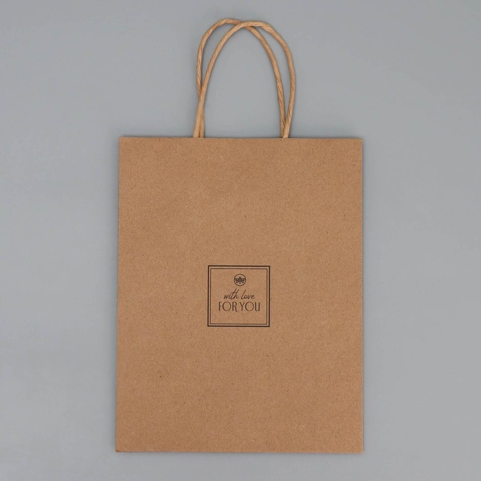 Пакет подарочный крафтовый, упаковка, «С любовью», MS 18 х 23 х 10 см Пакет подарочный крафтовый, упаковка, «С любовью», MS 18 х 23 х 10 см