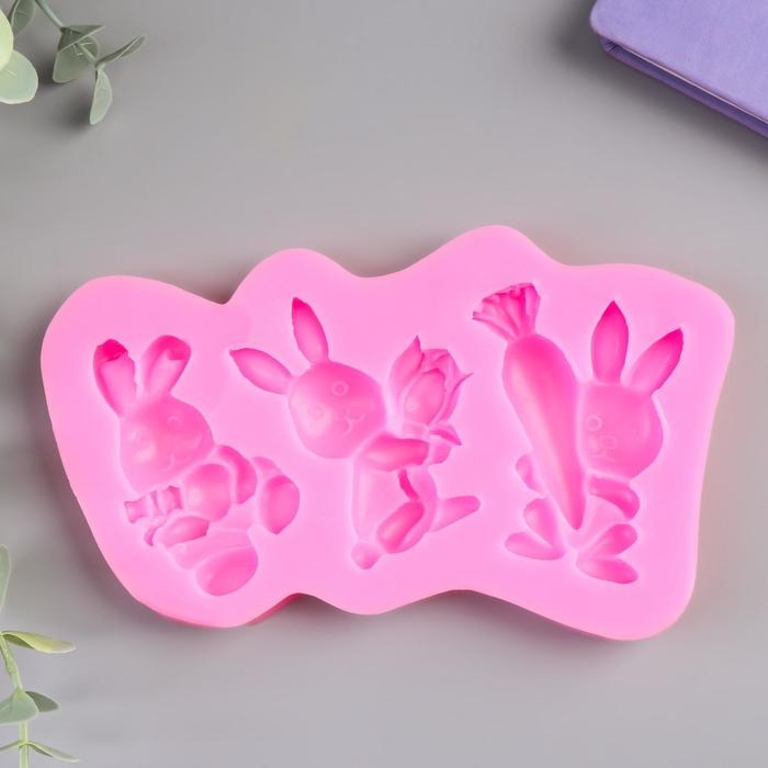 Молд силикон  Молд силикон "Зайчики" 3 предмета 1х15,5х8 см