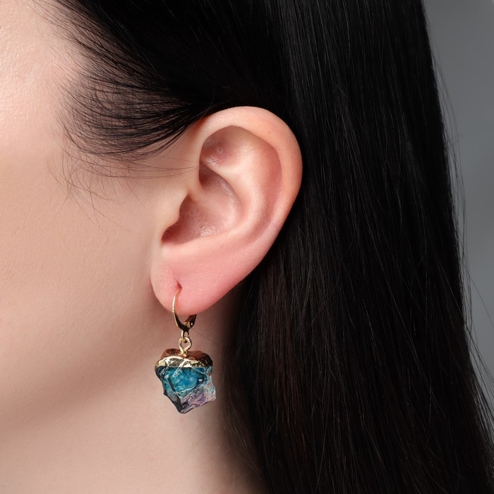 Серьги «Камни» градиент, цвет сине-фиолетовый в золоте Серьги «Камни» градиент, цвет сине-фиолетовый в золоте