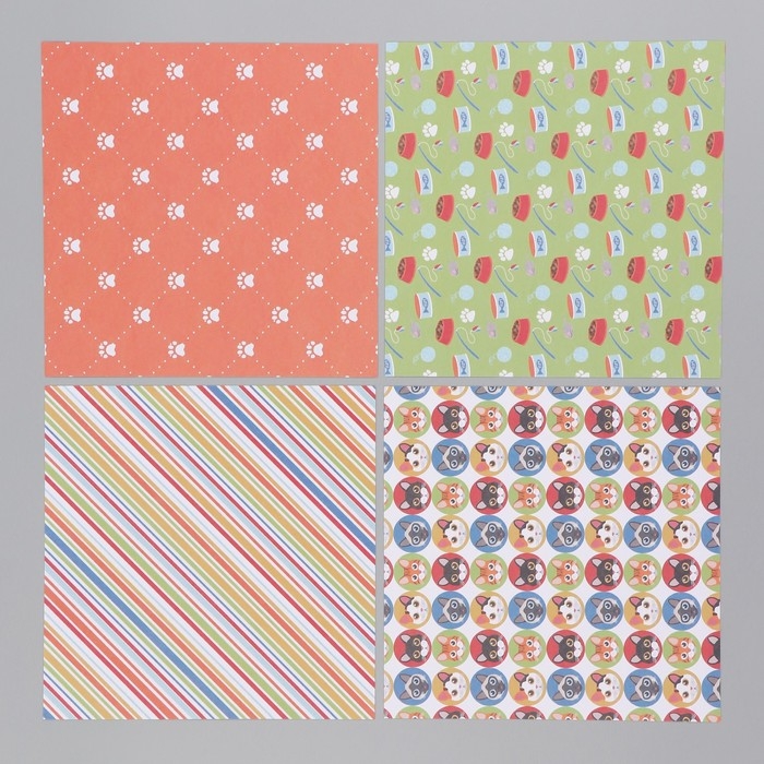 Набор бумаги для скрапбукинга 12 листов 12 дизайнов Набор бумаги для скрапбукинга 12 листов 12 дизайнов "Забавные котики" 160 гр 15,2х15,2 см