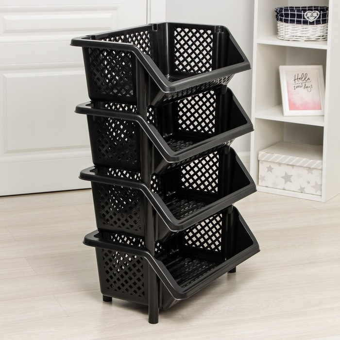 Этажерка напольная для хранения 4-х секционная «Эконом», цвет МИКС Этажерка напольная для хранения 4-х секционная «Эконом», цвет МИКС