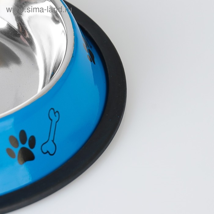 Миска с нескользящим основанием цветная с принтом, 475 мл, голубая Миска с нескользящим основанием цветная с принтом, 475 мл, голубая