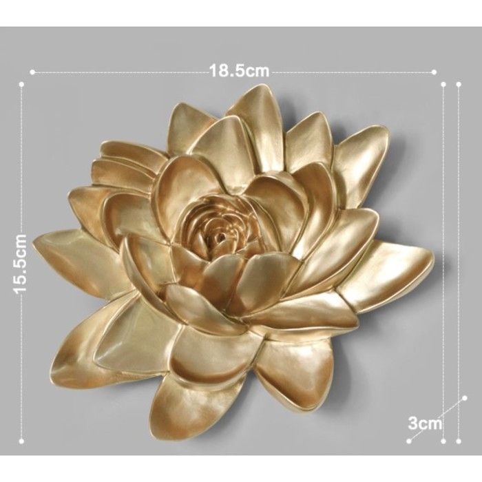 Декорация настенная панно, Декорация настенная панно, "Лотос" 15.5 x 18.5 см, золото