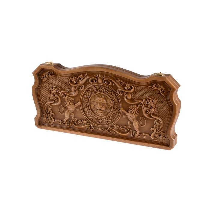 Нарды деревянные большие, резные, настольная игра  Нарды деревянные большие, резные, настольная игра "Царь зверей",  бук, патина, 60 х 60 см