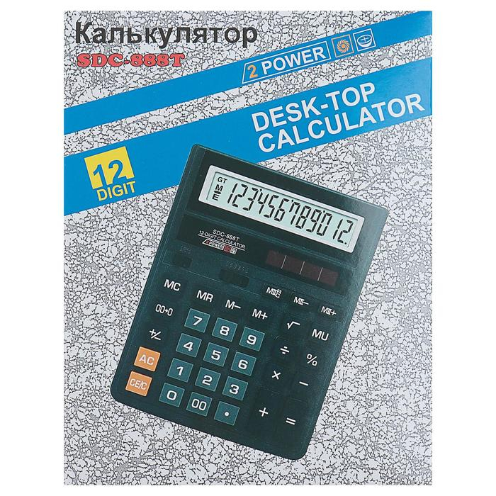 Калькулятор настольный, 12-разрядный, SDC-888T, питание от батарейки Калькулятор настольный, 12-разрядный, SDC-888T, питание от батарейки