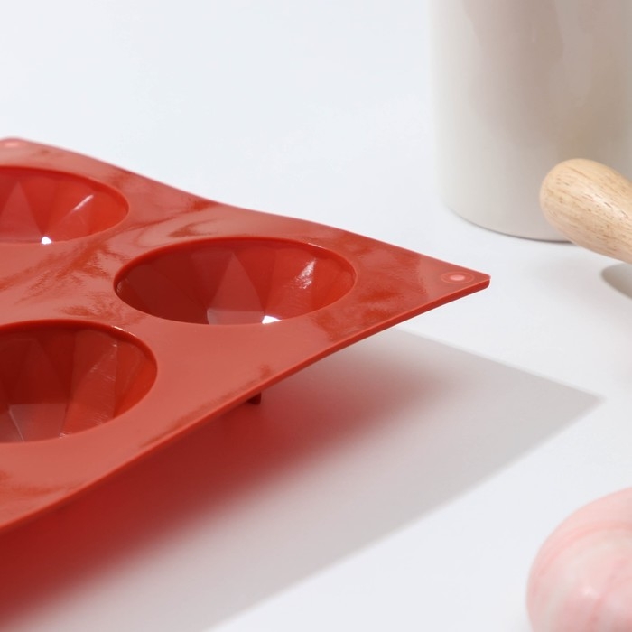 Форма для выпечки Доляна «Бриллиант», силикон, 8 ячеек, 29×17×2,2 см, d=5,8 см, цвет коричневый Форма для выпечки Доляна «Бриллиант», силикон, 8 ячеек, 29×17×2,2 см, d=5,8 см, цвет коричневый