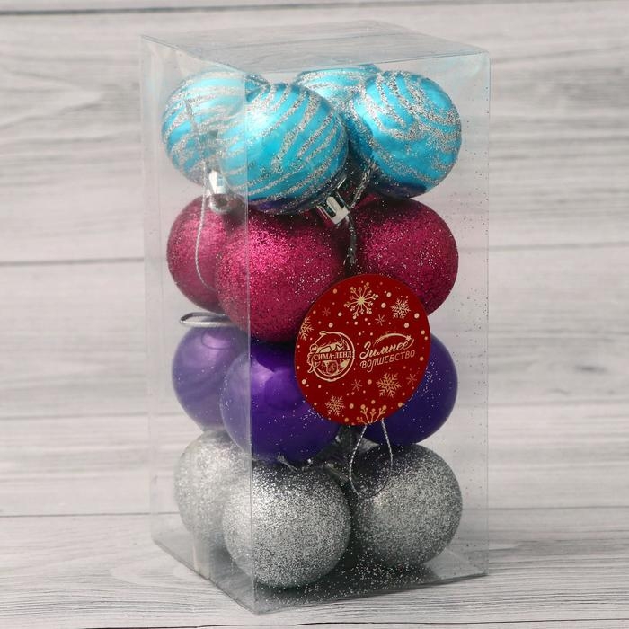 Набор шаров пластик d-4 см, 16 шт Набор шаров пластик d-4 см, 16 шт "Космо полосы" микс