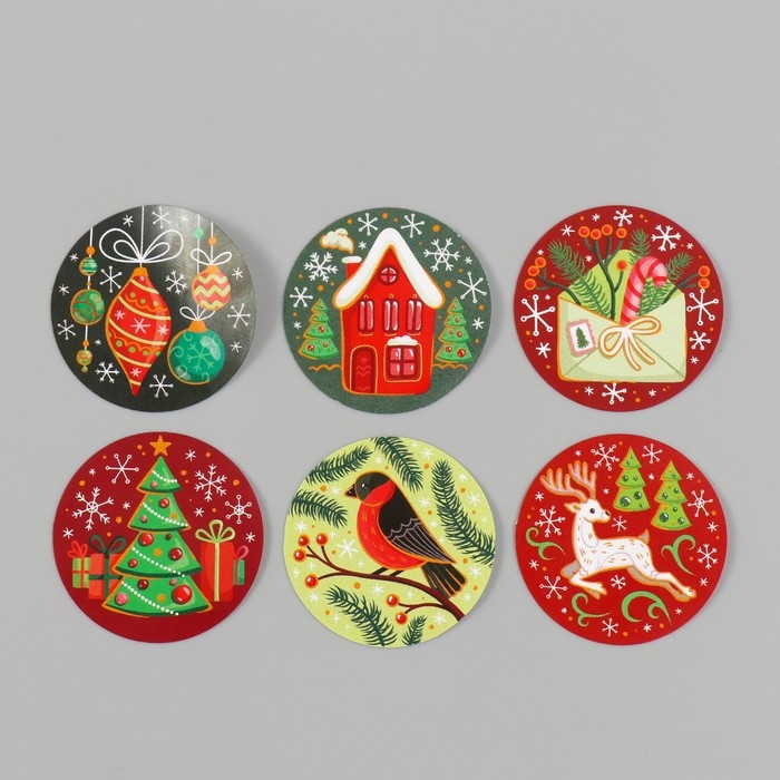 Наклейка бумага Наклейка бумага "Новый год" d=2,5 см 252 шт в рулоне