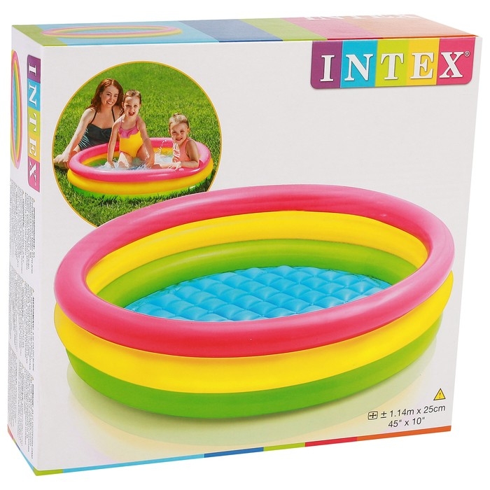 Бассейн надувной «Радуга», с надувным дном, 114 х 25 см, от 2 лет, 57412NP INTEX Бассейн надувной «Радуга», с надувным дном, 114 х 25 см, от 2 лет, 57412NP INTEX