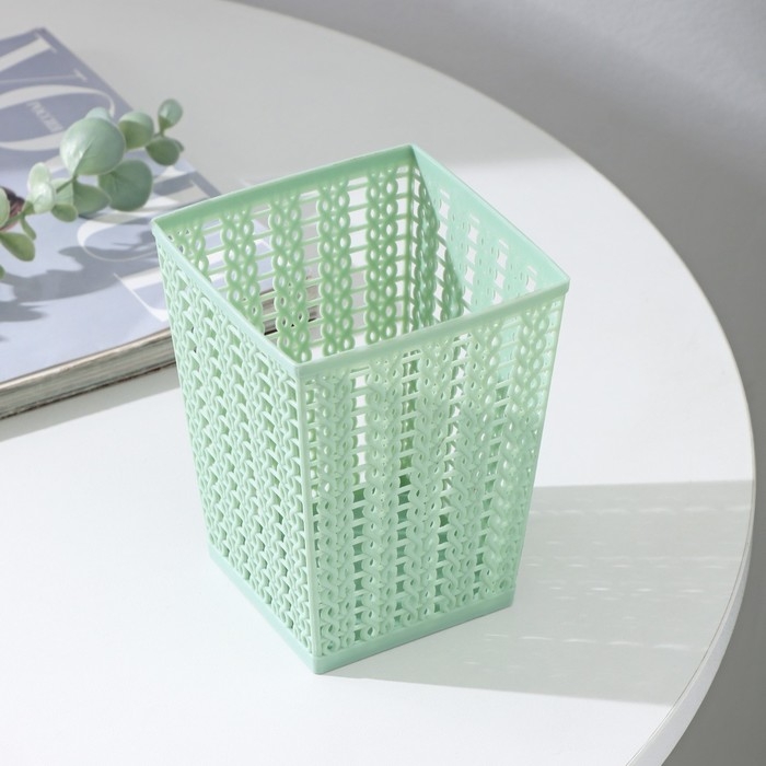 Корзинка для хранения «Плетение», пластик, 9×9×12 см, цвет МИКС Корзинка для хранения «Плетение», пластик, 9×9×12 см, цвет МИКС