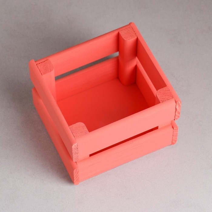 Кашпо деревянное 12×11×9 см  Кашпо деревянное 12×11×9 см "Однушка Лайт", двухреечное, розовый светлый Дарим Красиво