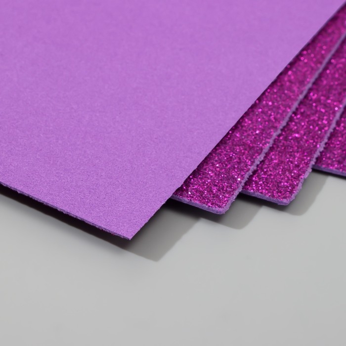 Набор глиттерного фоамирана (5 листов) 2 мм, 20х30 см, фиолетовый Набор глиттерного фоамирана (5 листов) 2 мм, 20х30 см, фиолетовый