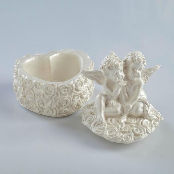 Шкатулка для мелочей Шкатулка для мелочей "Ангел" перламутровая, 9см