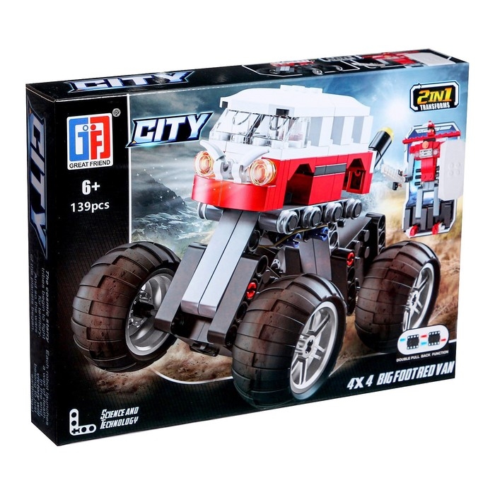 Конструктор инерционный «Внедорожник», 2 варианта сборки, 139 деталей Конструктор инерционный «Внедорожник», 2 варианта сборки, 139 деталей