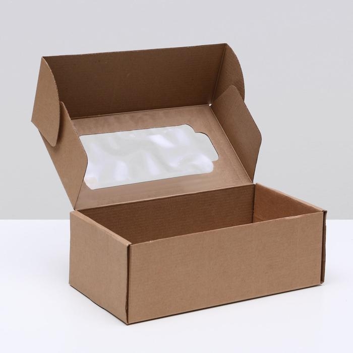 Коробка самосборная, с окном, бурая, 23 х 12 х 8 см Коробка самосборная, с окном, бурая, 23 х 12 х 8 см