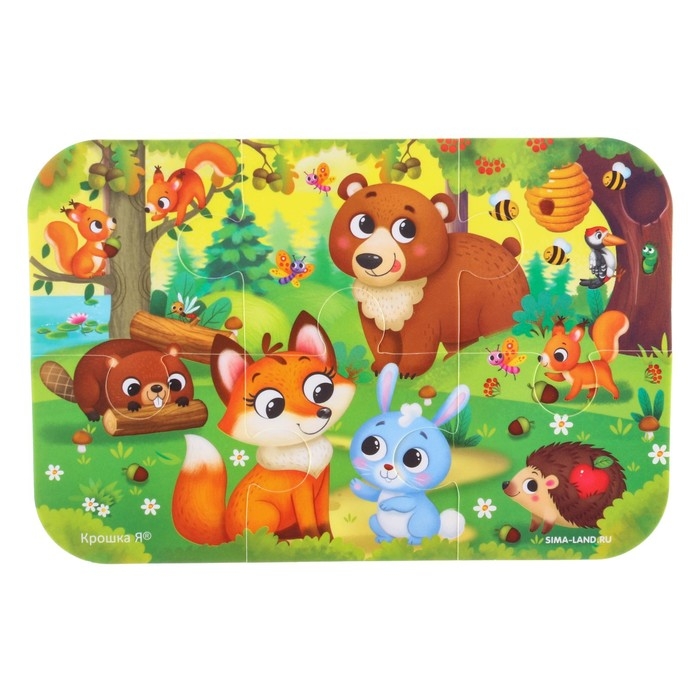 Мягкий пазл для малышей «Лесные зверята», 6 деталей, Крошка Я Мягкий пазл для малышей «Лесные зверята», 6 деталей, Крошка Я
