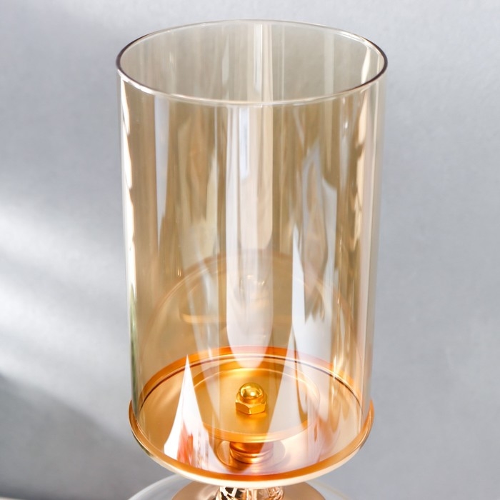 Подсвечник металл, стекло на 1 свечу  Подсвечник металл, стекло на 1 свечу "Изящный кубок" золото 42х17х17 см