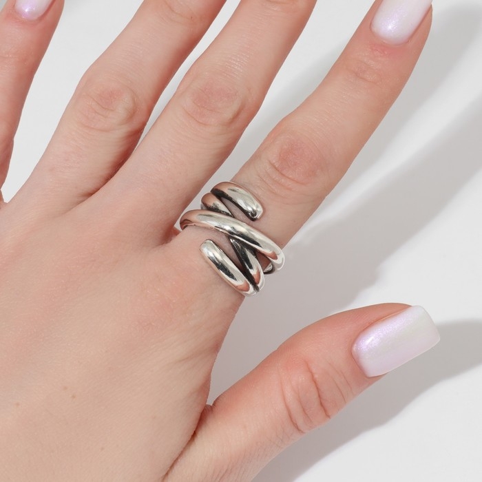 Кольцо «Драгоценность» хаотичность, цвет чернёное серебро, безразмерное