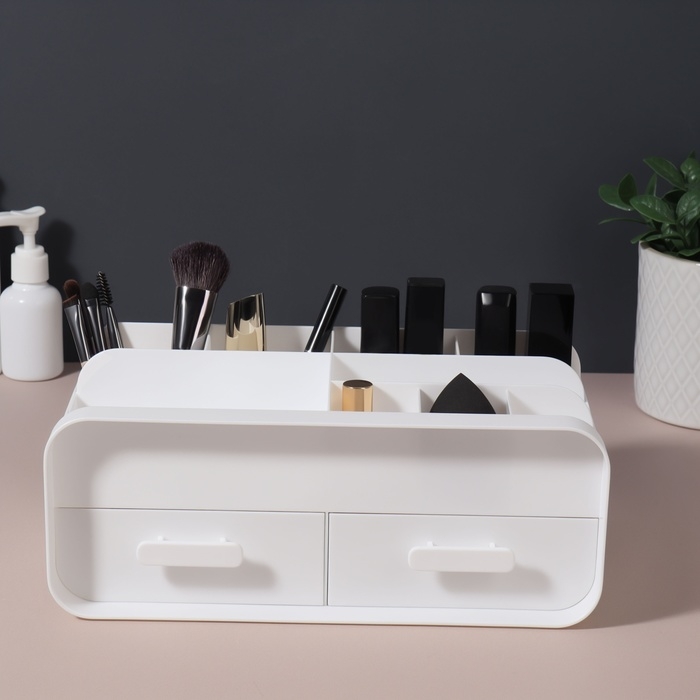 Органайзер 2-х уровн 9секц с 2 ящик 26*16,5*10см бел мат к/кор накл QF