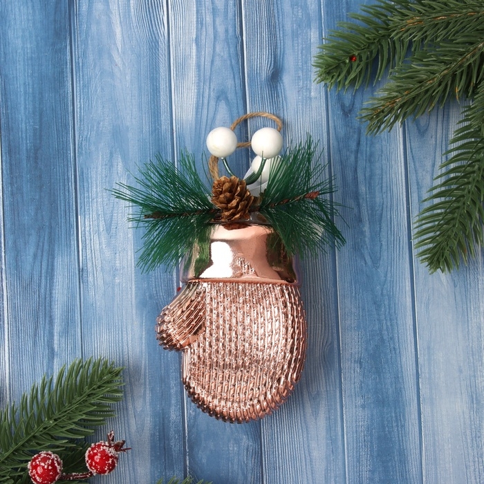Украшение ёлочное Украшение ёлочное "Руковичка с ягодками" 12х6,5 см, розовый