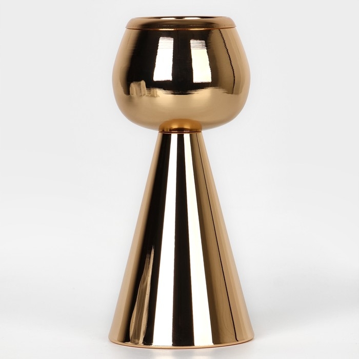 Подсвечник металл на 1 свечу «Гиацинт», цвет золото 8 х 8 х 19 см