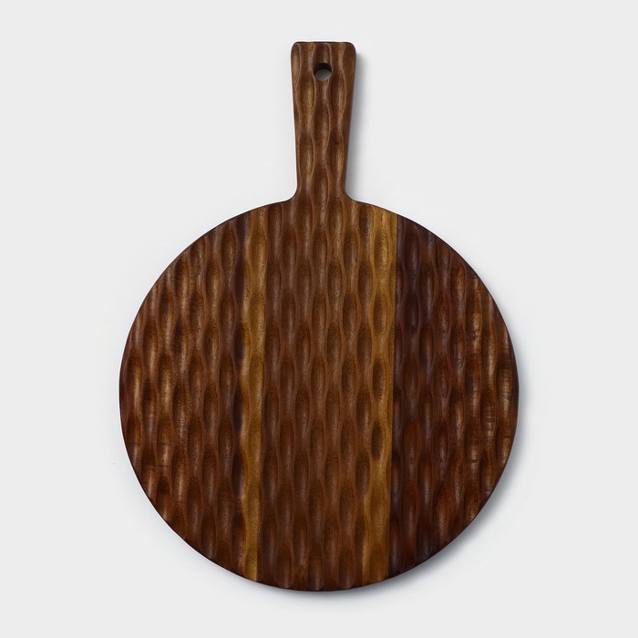 Доска разделочная с ручкой «Рельеф», 35×25×1,5 см, акация