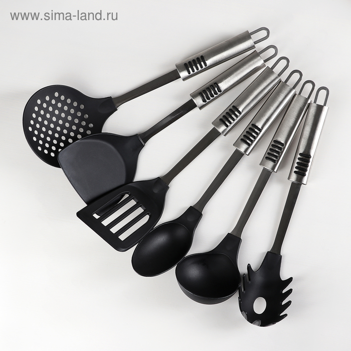 Набор кухонных принадлежностей Доляна «Фидель», 6 предметов, на подставке Набор кухонных принадлежностей Доляна «Фидель», 6 предметов, на подставке