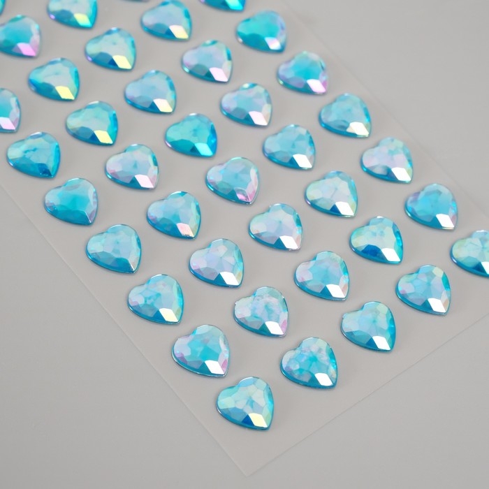 Наклейка пластик стразы Наклейка пластик стразы "Сердце" синий перламутр 18х8 см