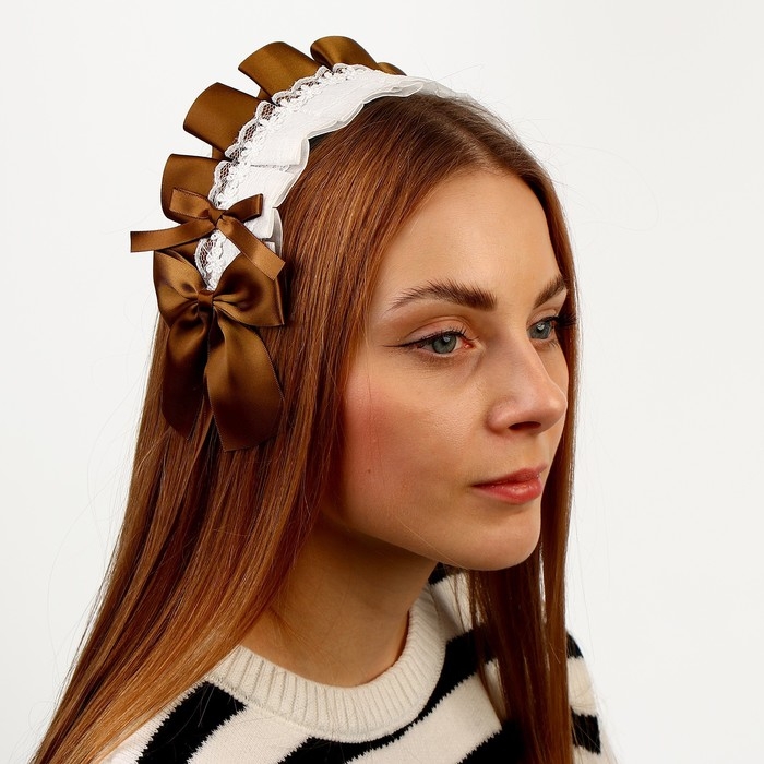 Карнавальная повязка «Лолита», цвет коричневый с белым кружевом Карнавальная повязка «Лолита», цвет коричневый с белым кружевом
