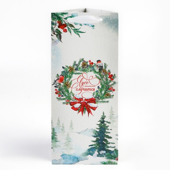 Пакет под бутылку, треугольный «Чудо», 13 х 32 х 11.3 см, Новый год Пакет под бутылку, треугольный «Чудо», 13 х 32 х 11.3 см, Новый год