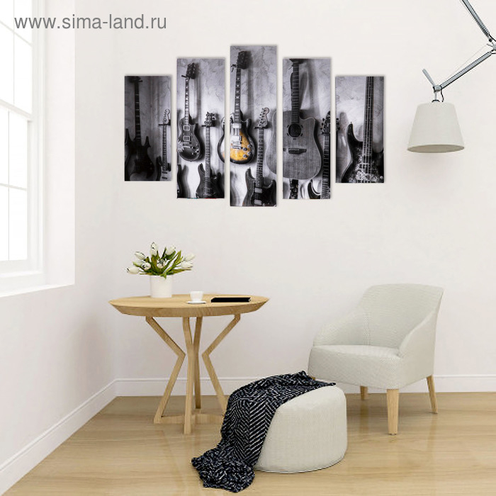 Модульная картина  Модульная картина "Коллекция гитар" (2-23х52; 2-24х70; 1-24х80) 120х80см