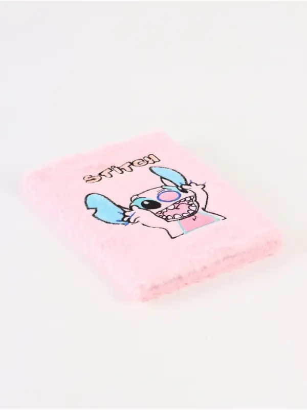 Пушистый блокнот и ручка многоцветная Стич, розовый Пушистый блокнот и ручка многоцветная Стич, розовый