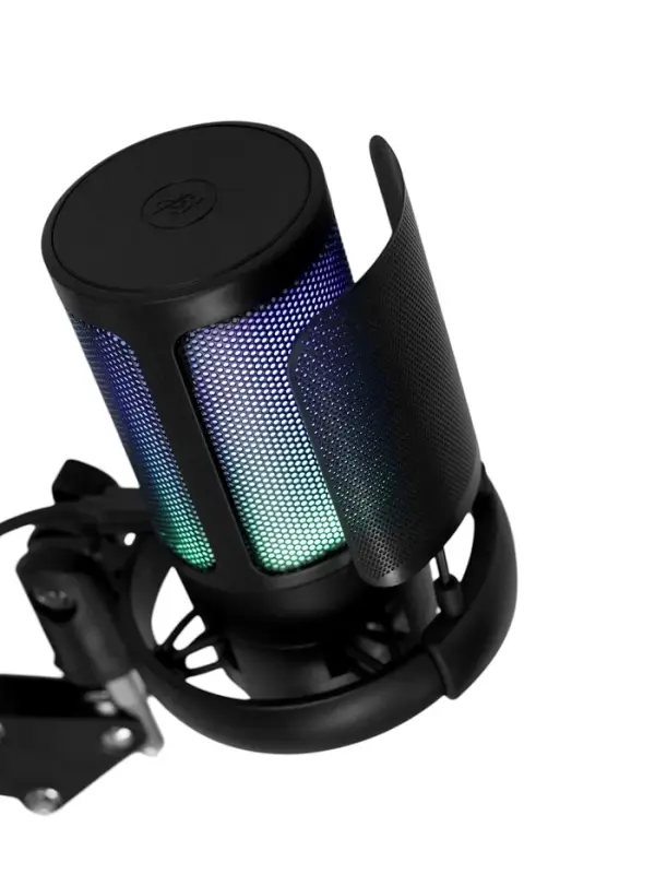 Микрофон конденсаторный для ПК, USB, пантограф, поп-фильтр, подсветка, шумоподавление, чёрный