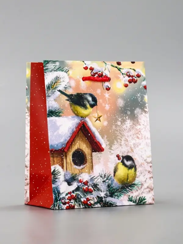 Пакет подарочный новогодний ламинированный, «Ёлка» , 11.5×6.5×14.5 см