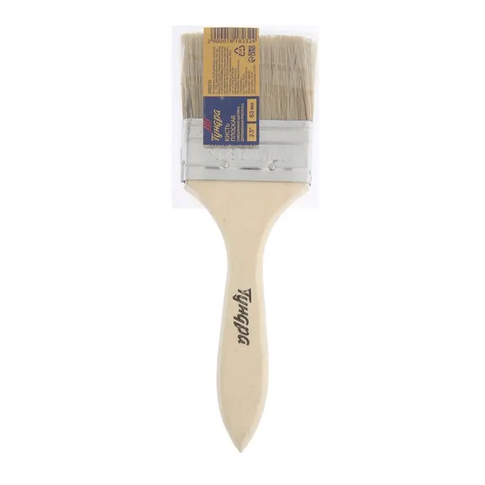 Кисть плоская ТУНДРА, смешанная щетина, деревянная рукоятка, 2.5 Кисть плоская ТУНДРА, смешанная щетина, деревянная рукоятка, 2.5", 63 мм