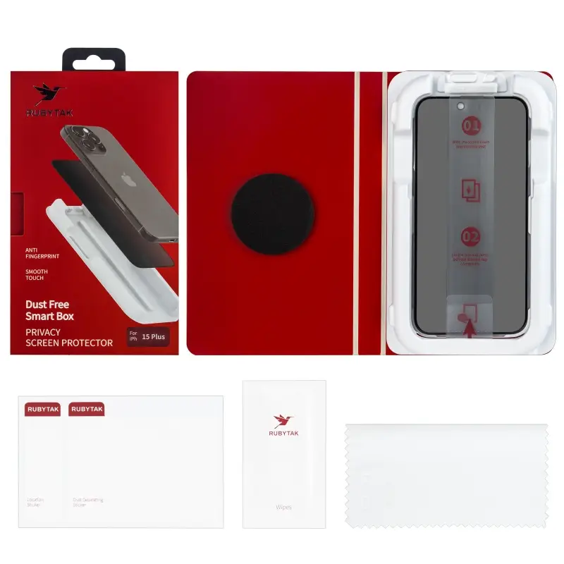 Защитное стекло для iPhone 15 Plus RUBYTAK Privacy с аппликатором