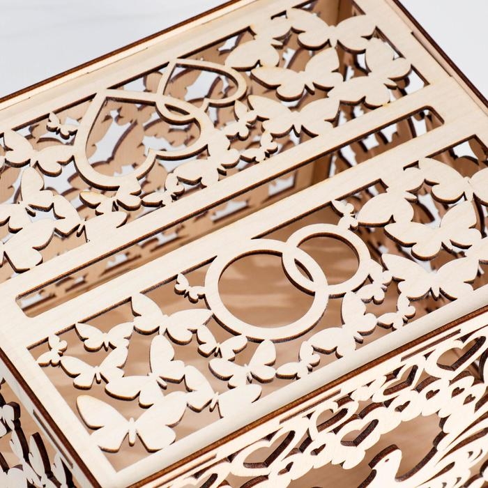 Свадебный банк Свадебный банк "Голуби", дерево, сборный, 24х19,5х16 см