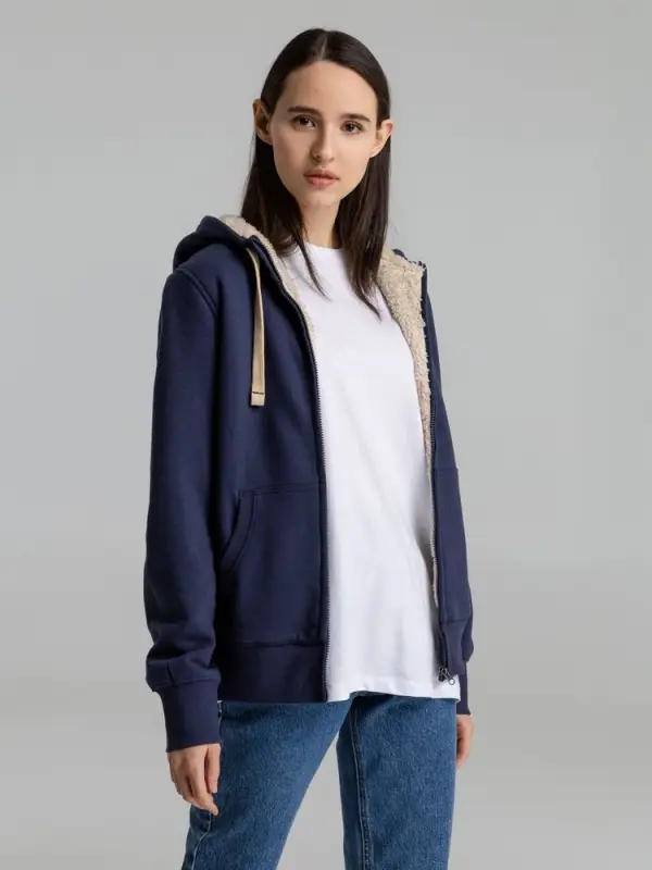 Толстовка унисекс на молнии Sherpa 280, темно-синяя, размер XS Толстовка унисекс на молнии Sherpa 280, темно-синяя, размер XS