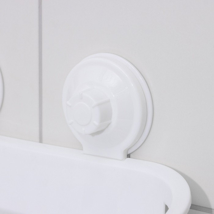 Полка для ванных принадлежностей на вакуммных присосках, 30×11×9 см, цвет белый Полка для ванных принадлежностей на вакуммных присосках, 30×11×9 см, цвет белый