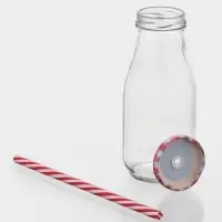 Бутыль &laquo;Лаконичность&raquo;, 350 мл, с крышкой и трубочкой, 6.5&times;15.5 см, стекло