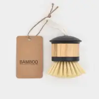 Щётка для посуды Доляна Meli, бамбуковая ручка, 7 см, чёрная