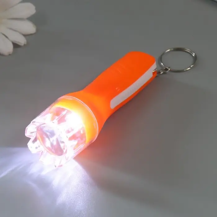 Фонарик брелок для ключей на кольце «Галочки», светит, LR41×3 шт., 2.6×2.6×9.5 см, МИКС Фонарик брелок для ключей на кольце «Галочки», светит, LR41×3 шт., 2.6×2.6×9.5 см, МИКС